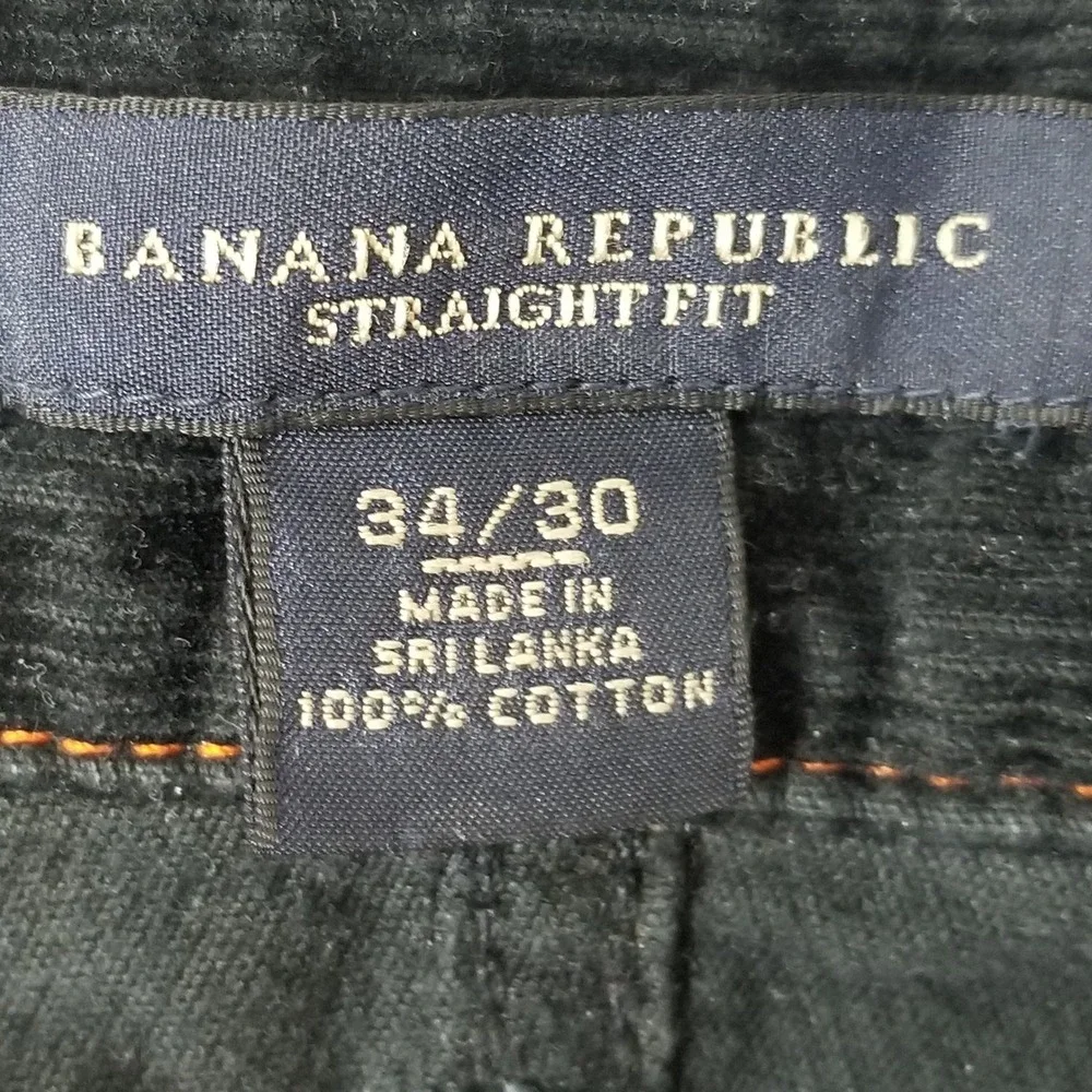 Banana Republic Pants Mens 34x30 Black Corduroy Straight Fit 100% Cotton Cords